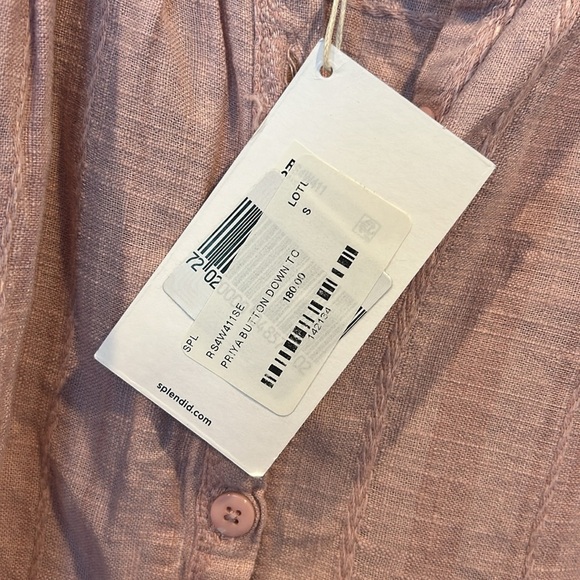 SPLENDID Priya Button Down Top in Pink Lotus NWT - Picture 4 of 7